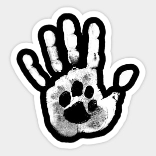 Realistic Handprint with a Dog Paw Sticker